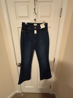 Rivete by Ann Taylor Slim Dark Indigo Flare Jeans